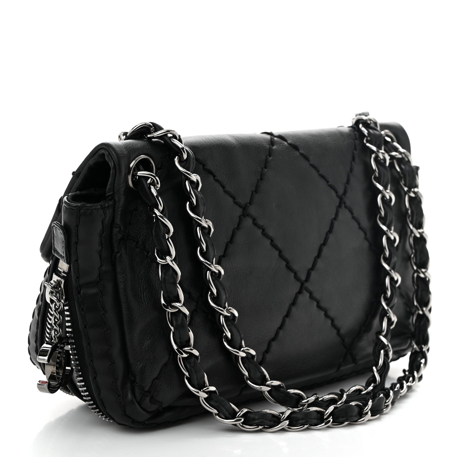 Chanel Calfskin Stitched Expandable Flap Black 3 of 10