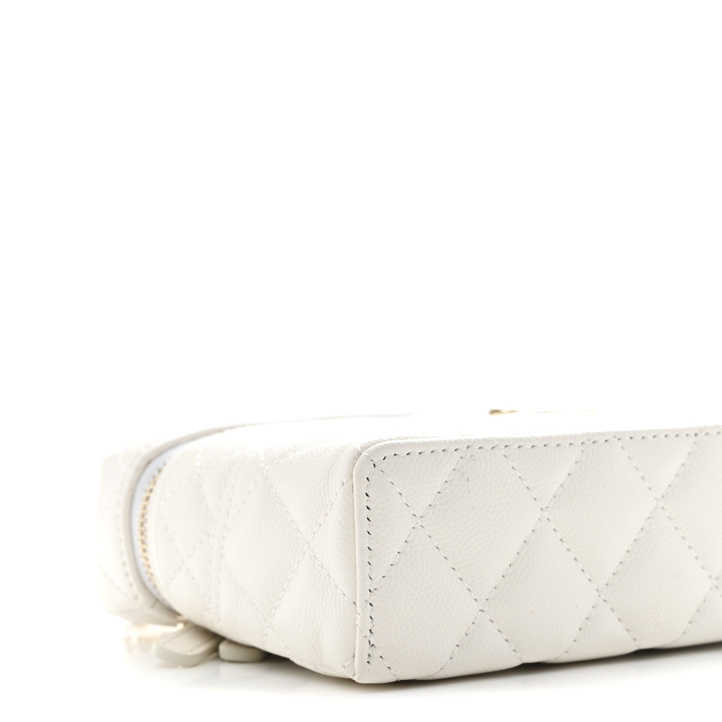 Caviar Quilted Trendy Handle Slim Vanity White