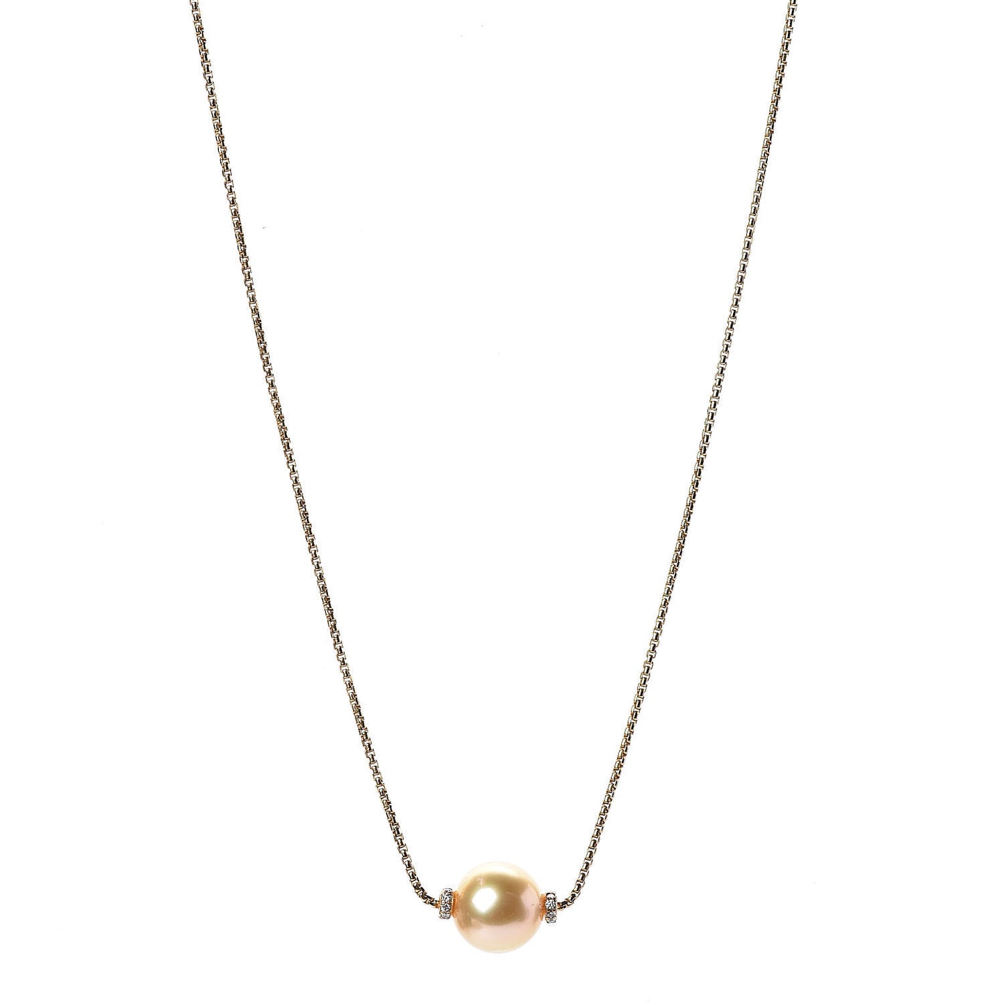 18K Yellow Gold South Sea Pearl Diamond Solari Single Station Necklace Yellow