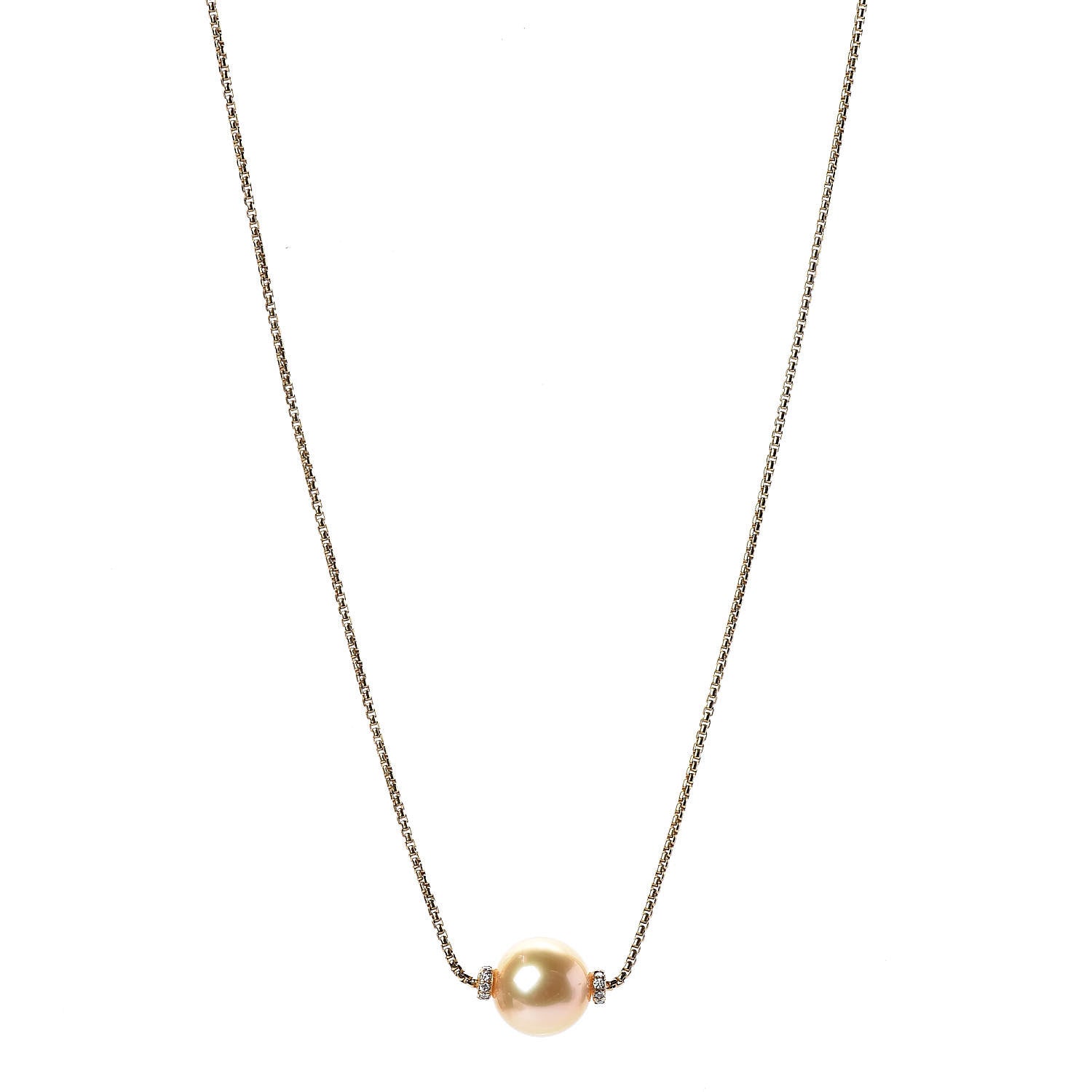 David Yurman 18K Yellow Gold South Sea Pearl Diamond Solari Single Station Necklace Yellow 1 of 5