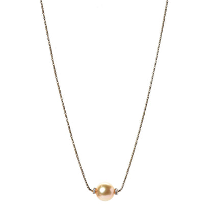 David Yurman 18K Yellow Gold South Sea Pearl Diamond Solari Single Station Necklace Yellow 1 of 5