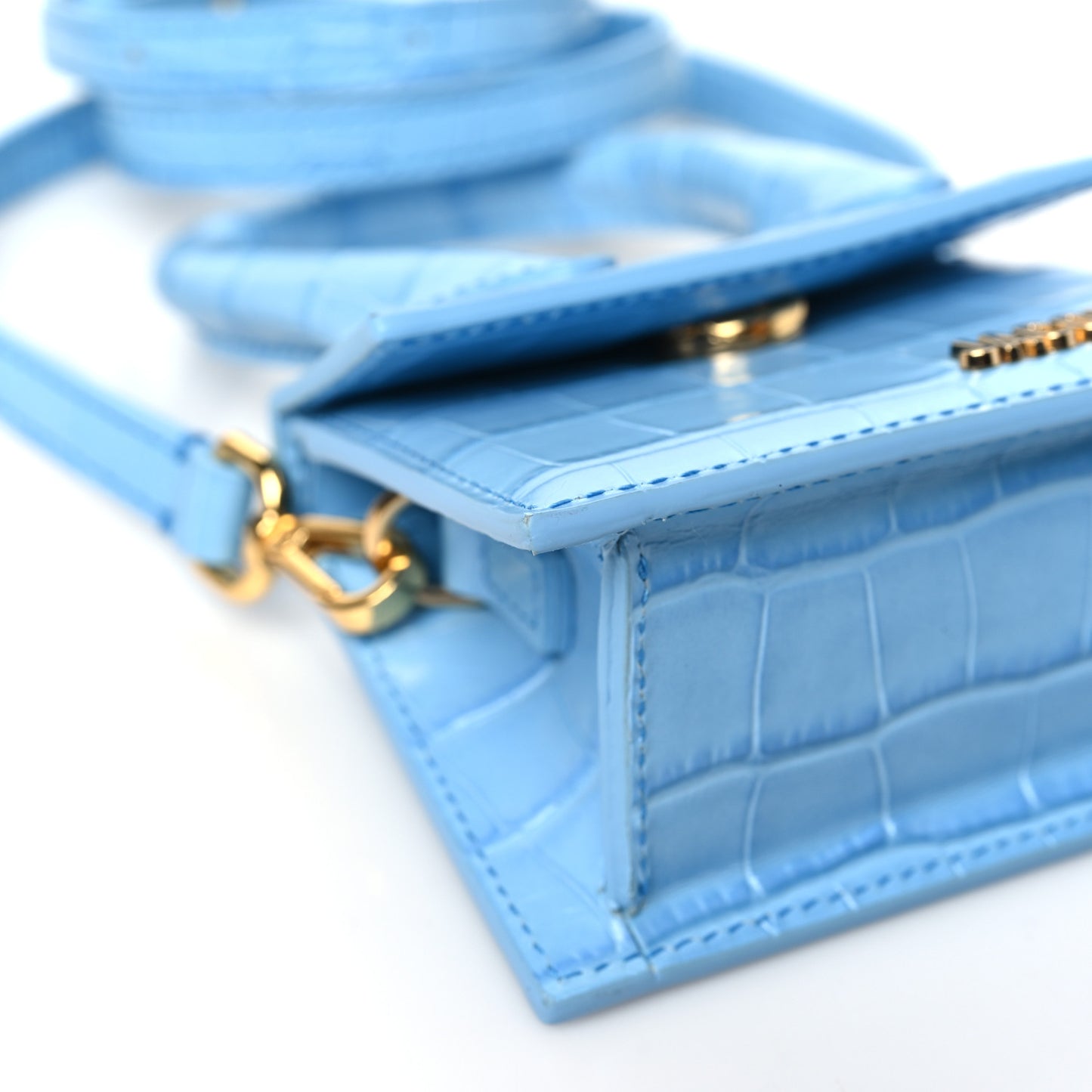 Calfskin Crocodile Embossed Le Chiquito Blue
