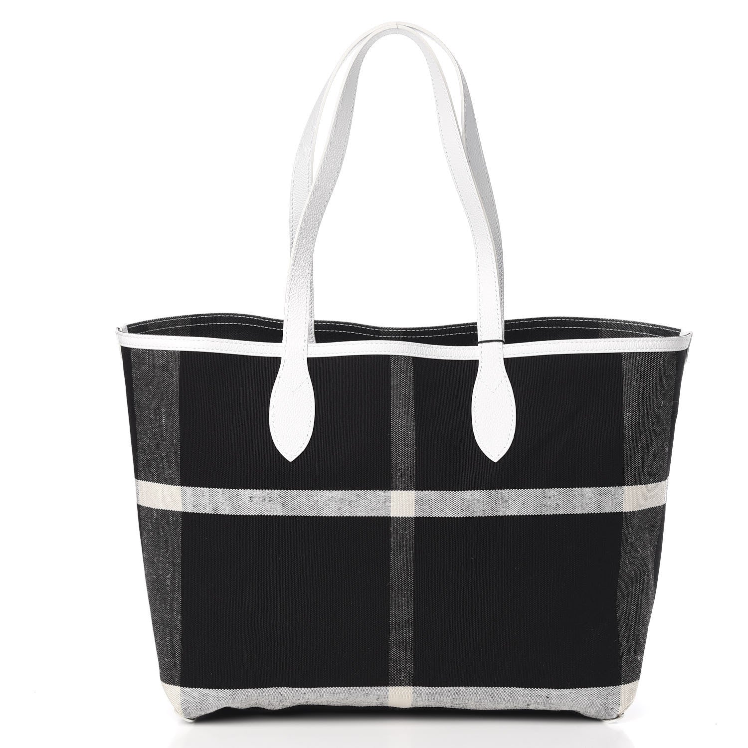 Burberry Coated Canvas Mega Check Medium Doodle Tote Black White 5 of 14