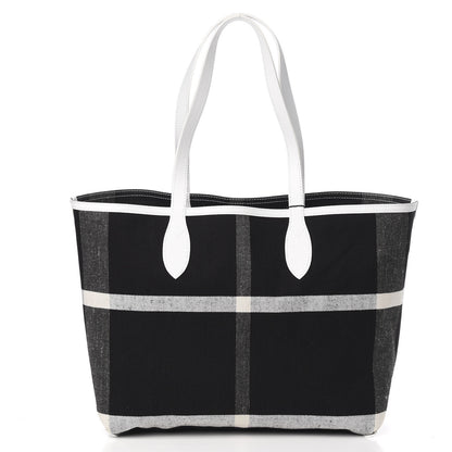 Burberry Coated Canvas Mega Check Medium Doodle Tote Black White 5 of 14