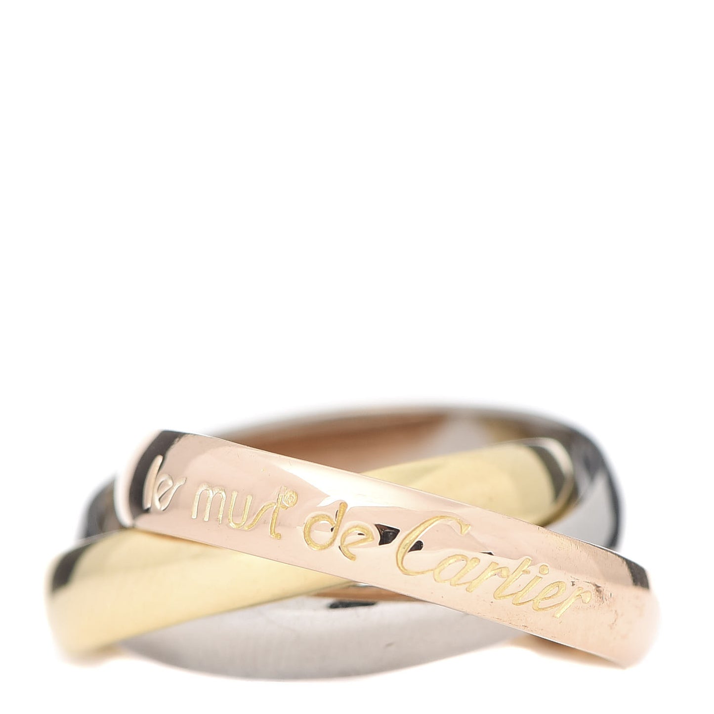 18K Pink Yellow White Gold Classic Les Must De Cartier Trinity Ring 46 3.75