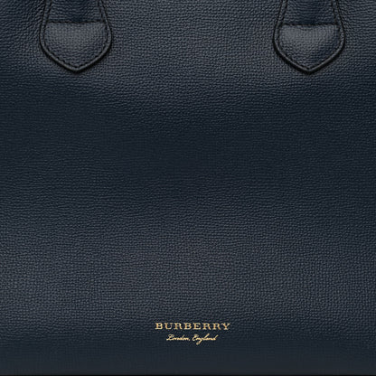Burberry Derby Calfskin House Check Medium Banner Tote Ink Blue 9 of 11
