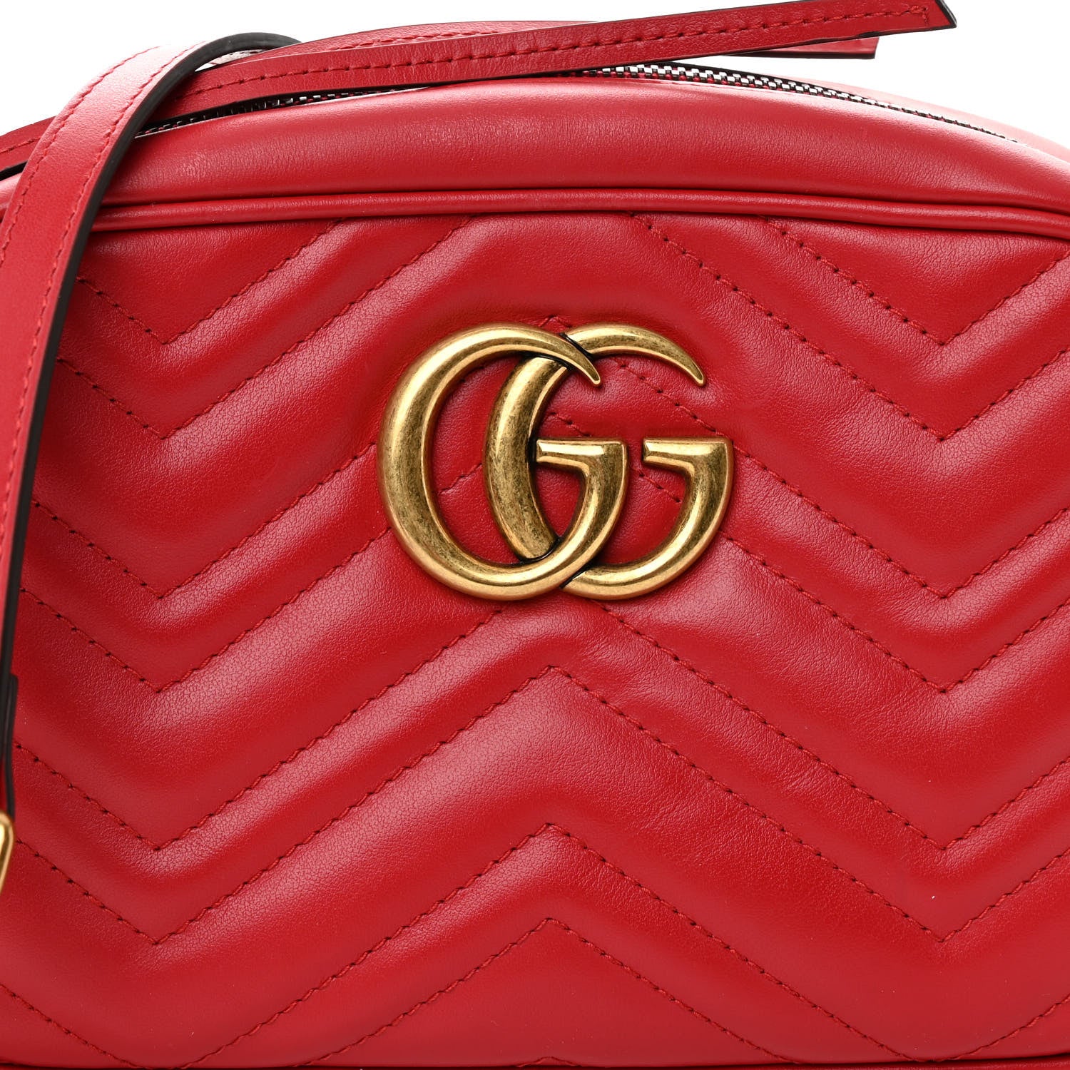Gucci Calfskin Matelasse Small GG Marmont Chain Shoulder Bag Hibiscus Red 8 of 12
