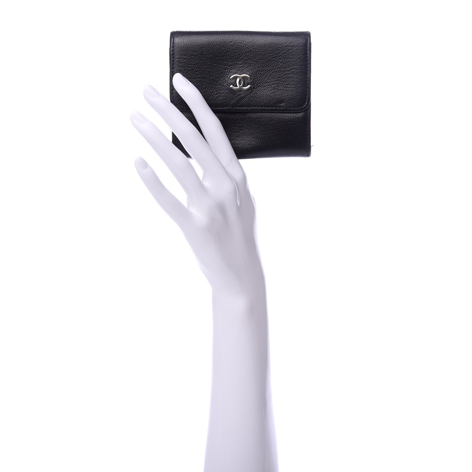 Chanel Goatskin Compact Double Sided Wallet Black 2 of 10