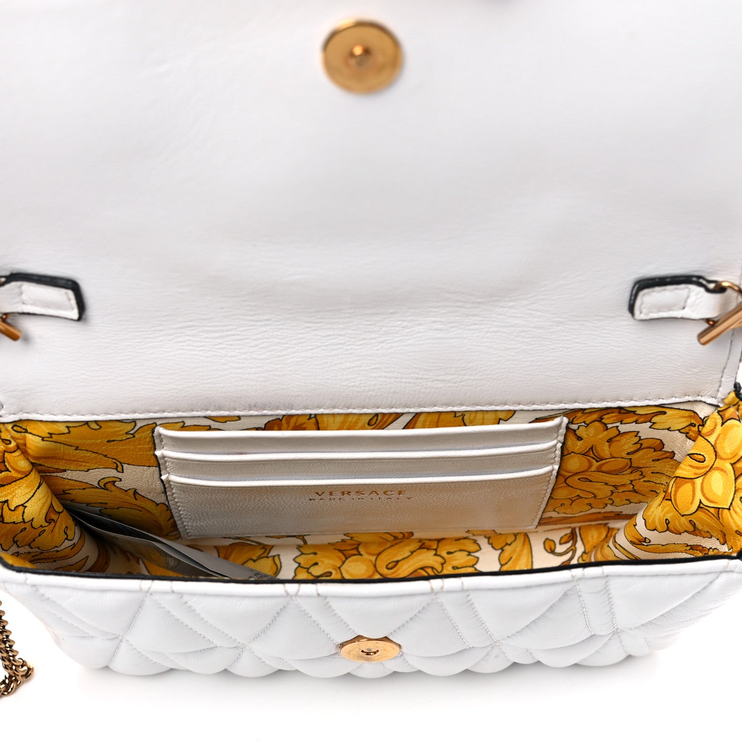 Versace Nappa Quilted Virtus Evening Bag White 5 of 15