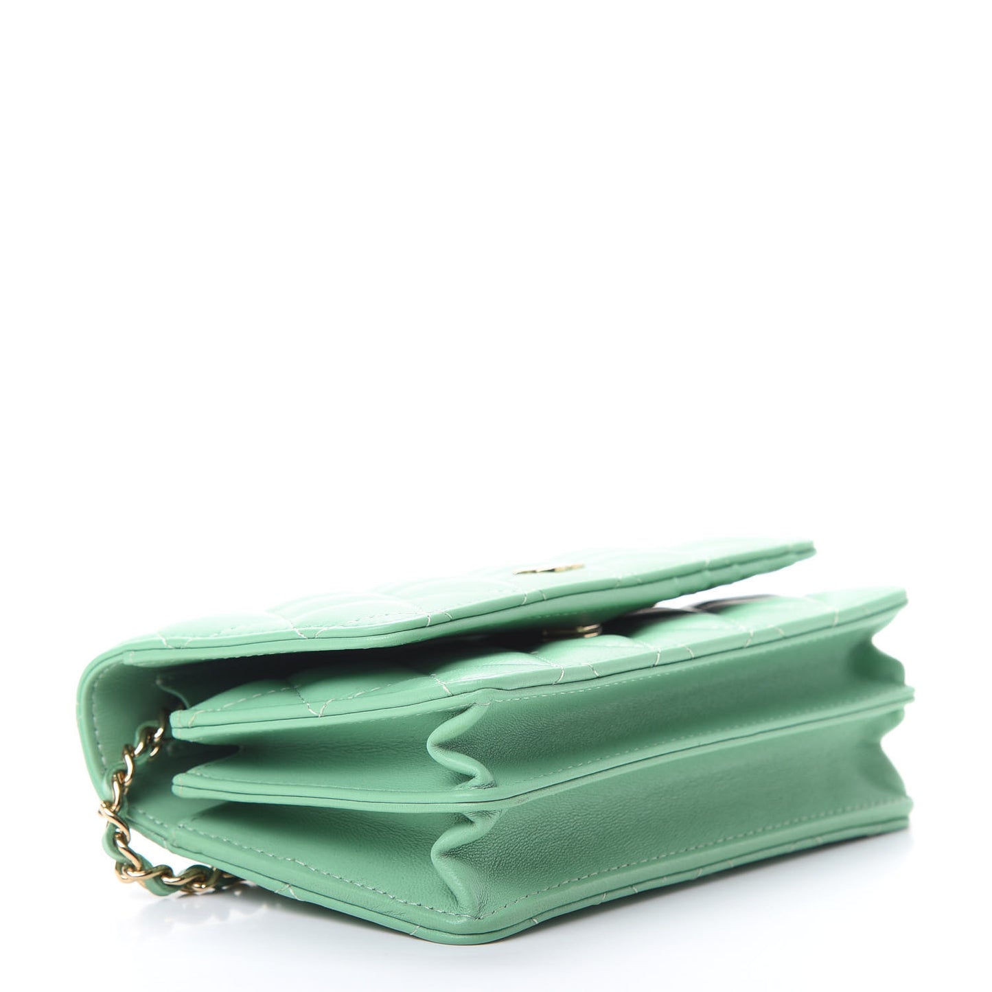 Lambskin Quilted Mini Wallet On Chain WOC Green
