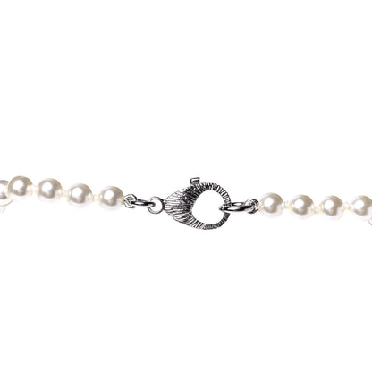 Chanel Pearl Baguette Crystal CC Long Necklace Silver Black 3 of 4