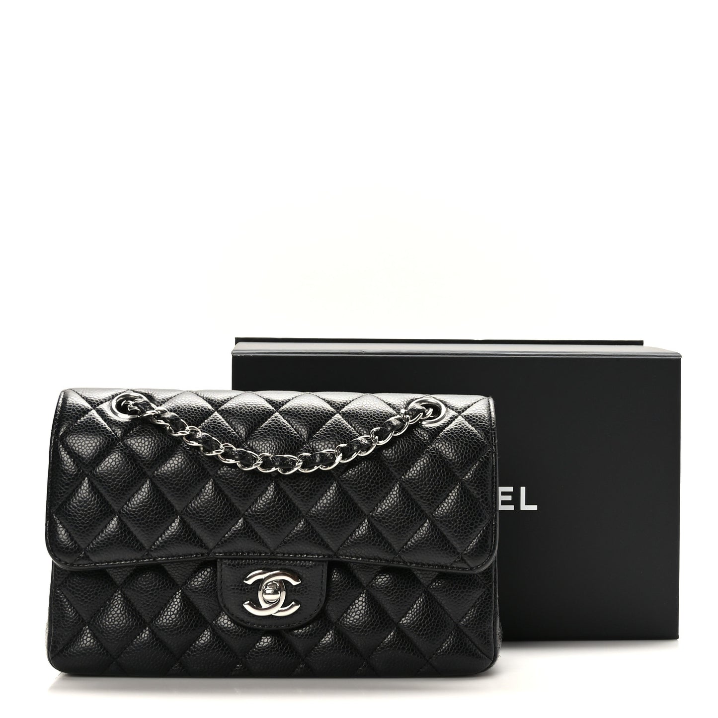 Caviar Quilted Small Double Flap Black