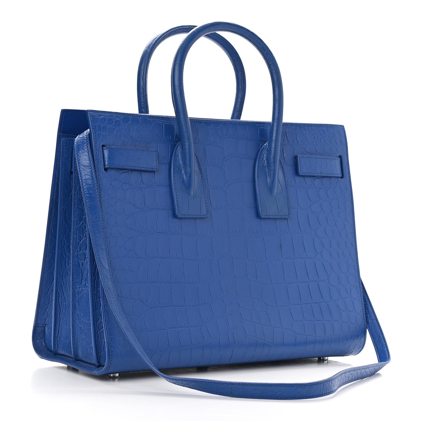 Calfskin Crocodile Embossed Small Sac De Jour Royal Blue