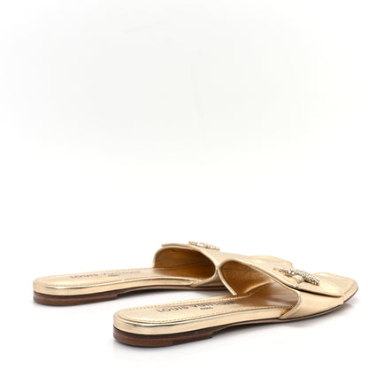 Louis Vuitton Metallic Calfskin Shake Flat Sandal 40 Gold 5 of 10