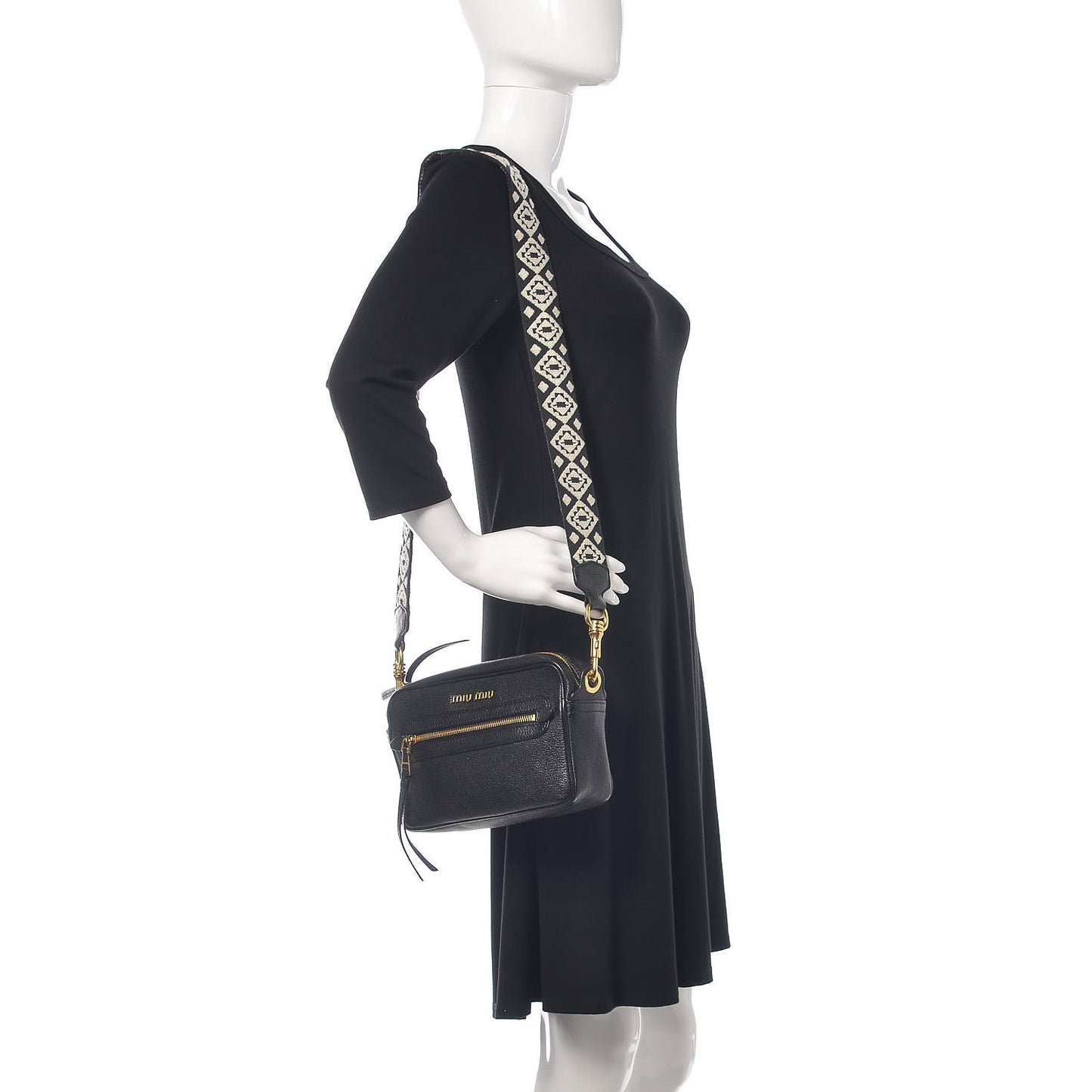 Goatskin Madras Crossbody Bag Black