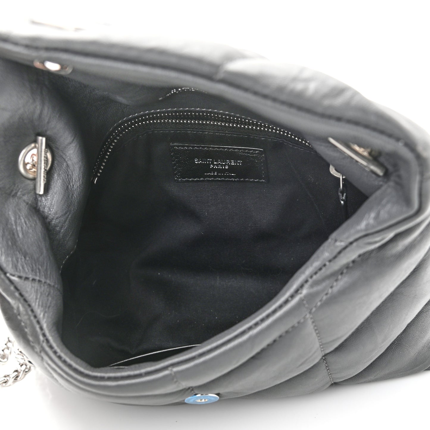 Lambskin Quilted Toy Loulou Puffer Monogram Chain Satchel Storm