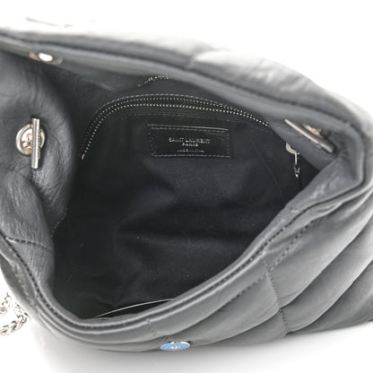 Saint Laurent Lambskin Quilted Toy Loulou Puffer Monogram Chain Satchel Storm 5 of 11