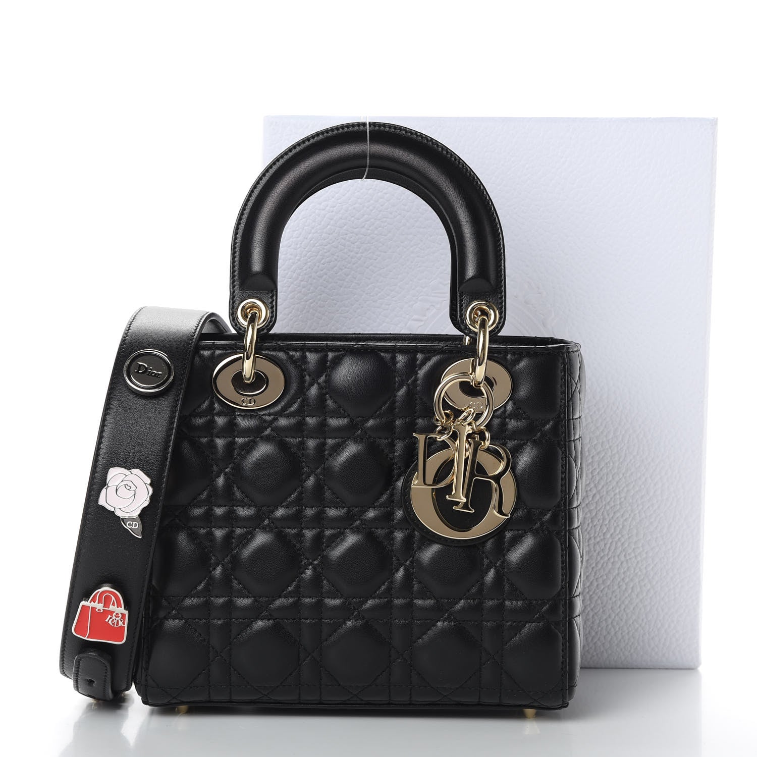 Christian Dior Lambskin Cannage Small Lucky Badges My Lady Dior Black 11 of 11