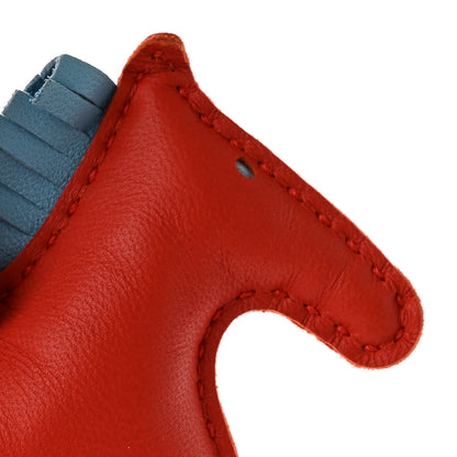 Hermes Milo Lambskin Grigri Rodeo Horse Bag Charm PM Capucine Celeste Cornaline 5 of 7