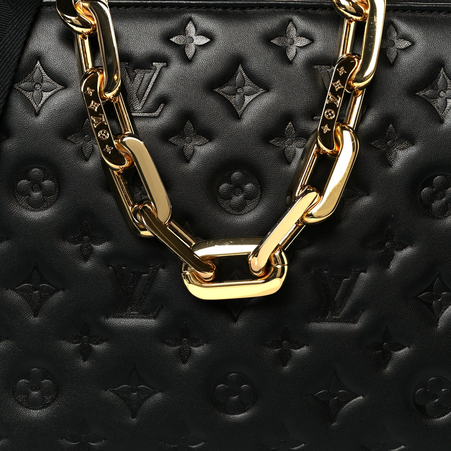 Lambskin Embossed Monogram Coussin Black