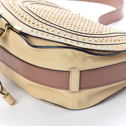 Chloe Calfskin Medium Perforated Marcie Round Crossbody Bag Beige 10 of 10