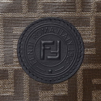 Fendi Glazed Fabric Vitello Century FF 1974 Stamp Patch Mini Backpack Mogano Panna Black 9 of 9