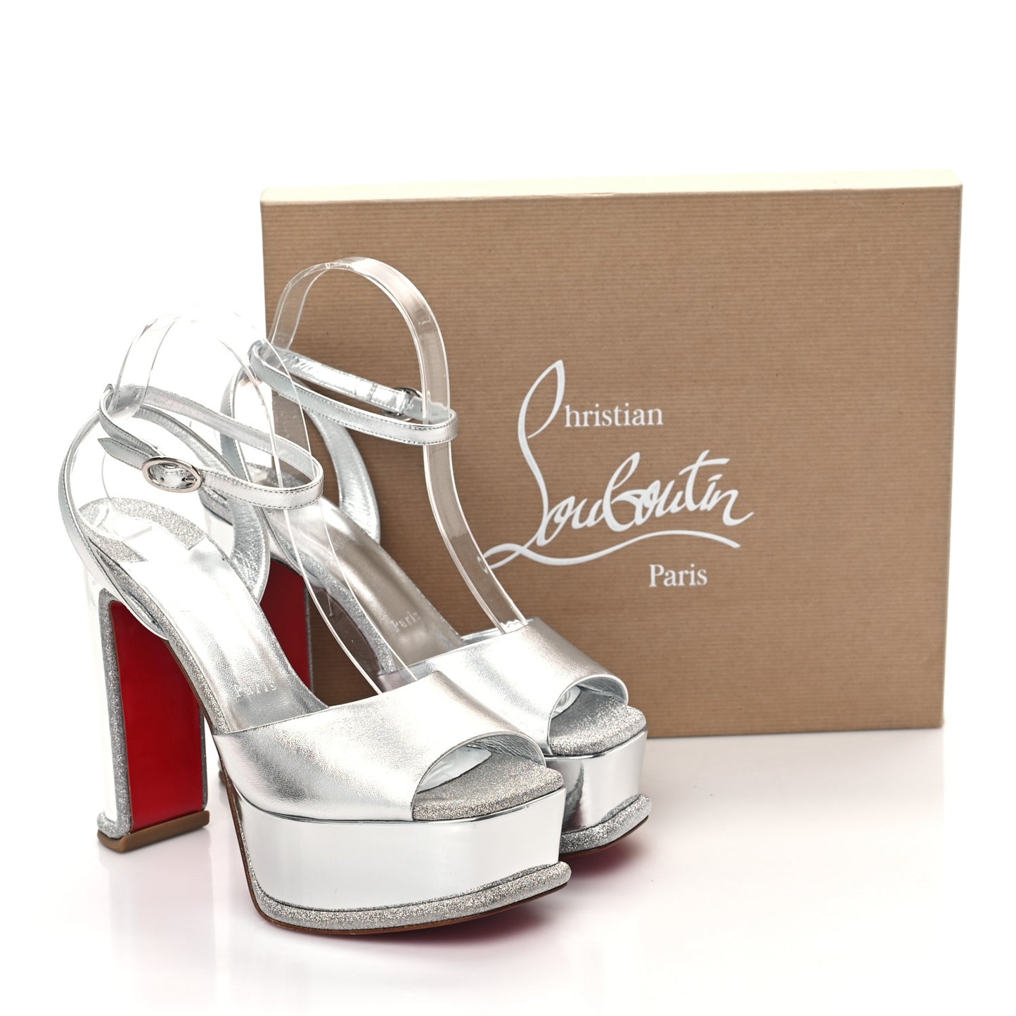 Metallic Nappa Glitter Amali Alta 130 Platform Sandals 39 Silver