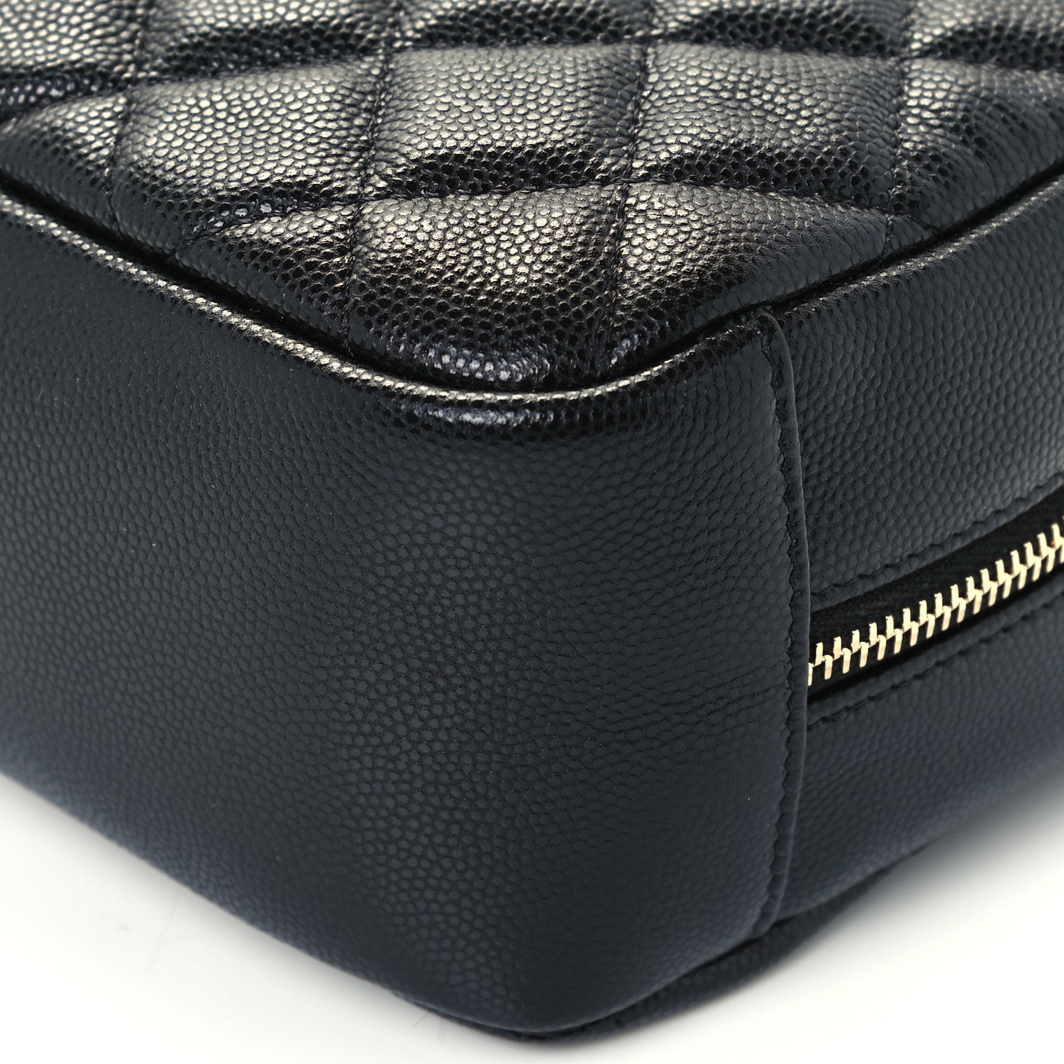 Chanel Caviar Quilted Curvy Pouch Cosmetic Case Black 9 of 10