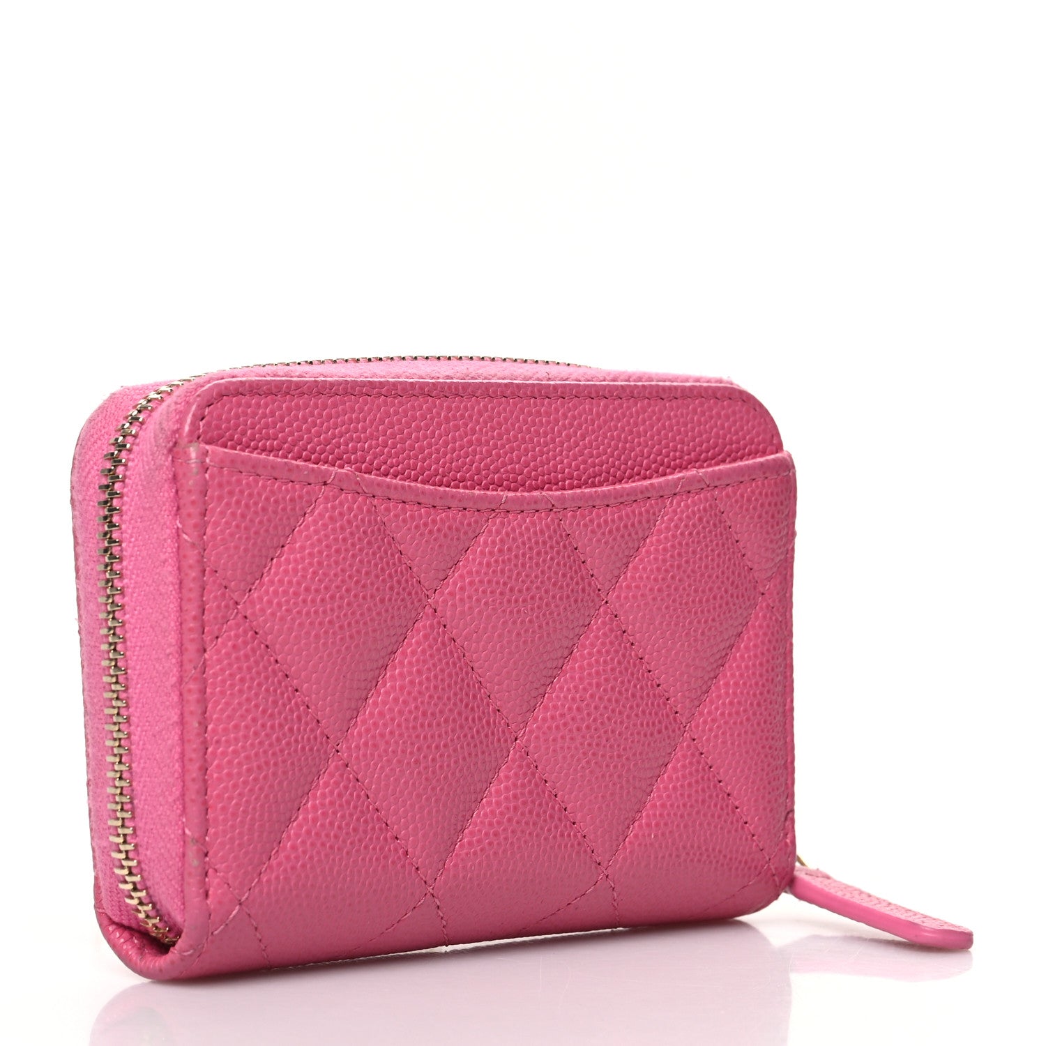Chanel Caviar Quilted Zip Coin Purse Pink 3 of 13