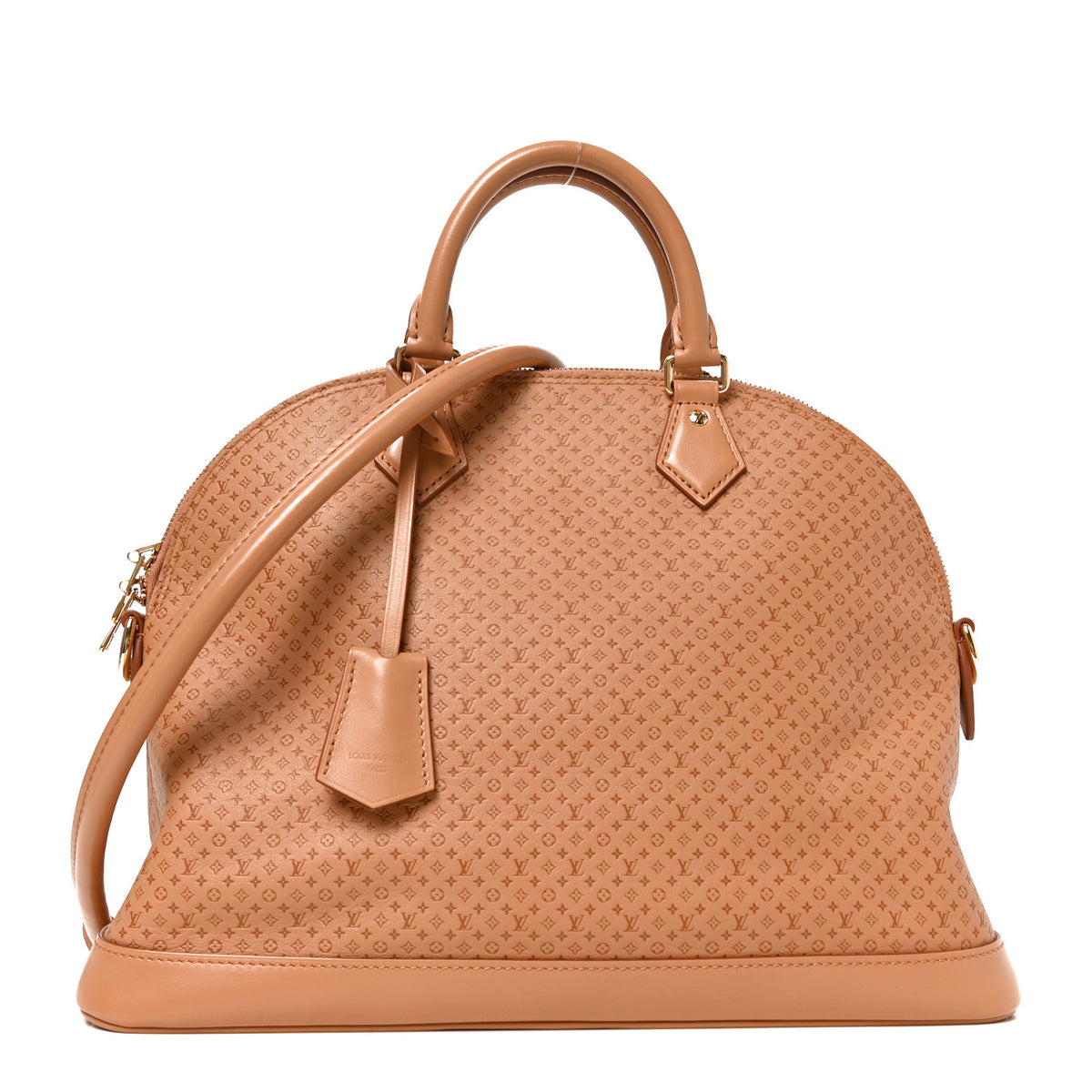 Louis Vuitton Calfskin Minigram Alma MM Soft Hazelnut 1 of 9