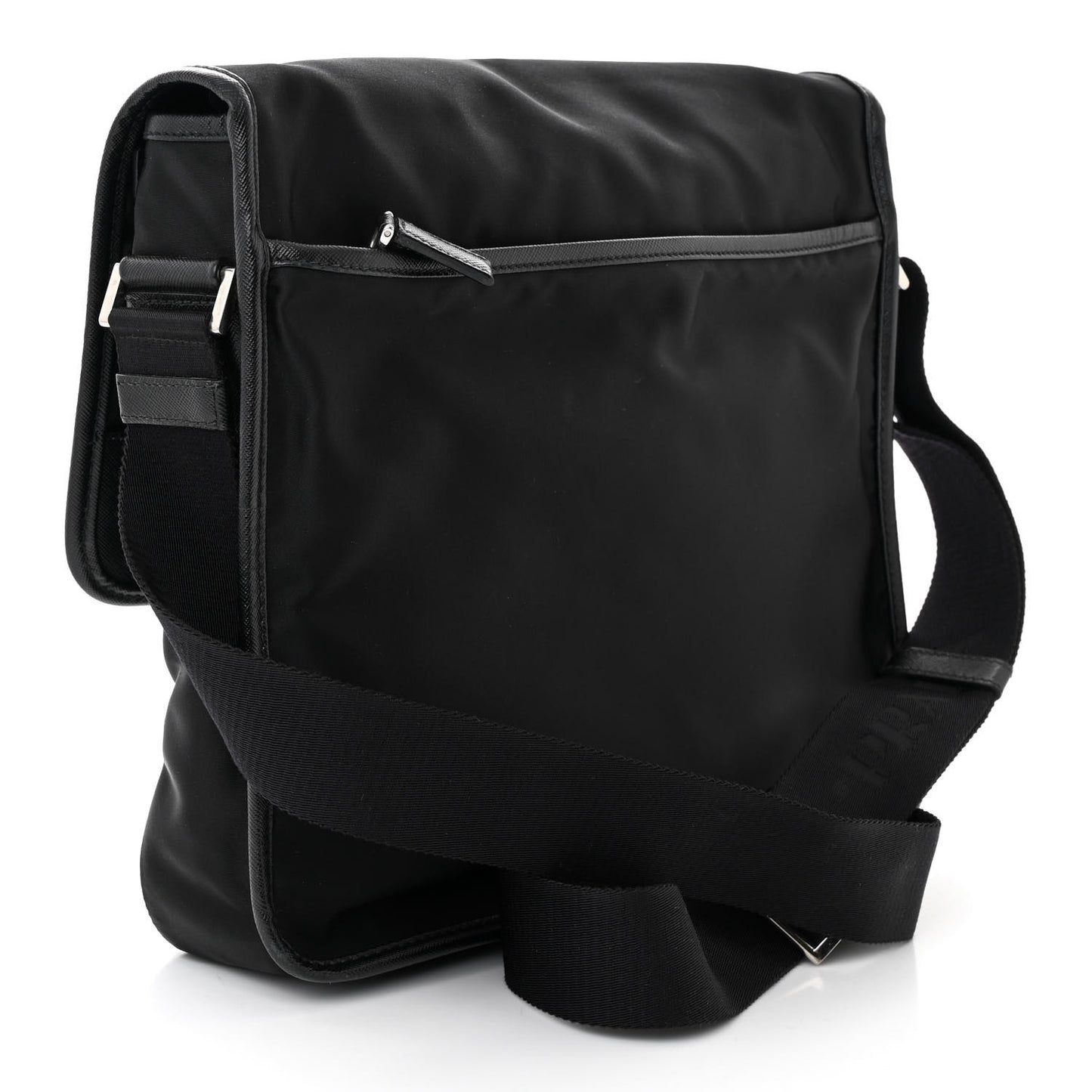 Tessuto Nylon Saffiano Logo Messenger Bag Black