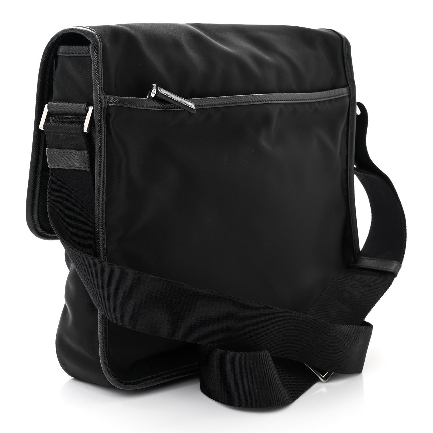 Prada Tessuto Nylon Saffiano Logo Messenger Bag Black 3 of 11