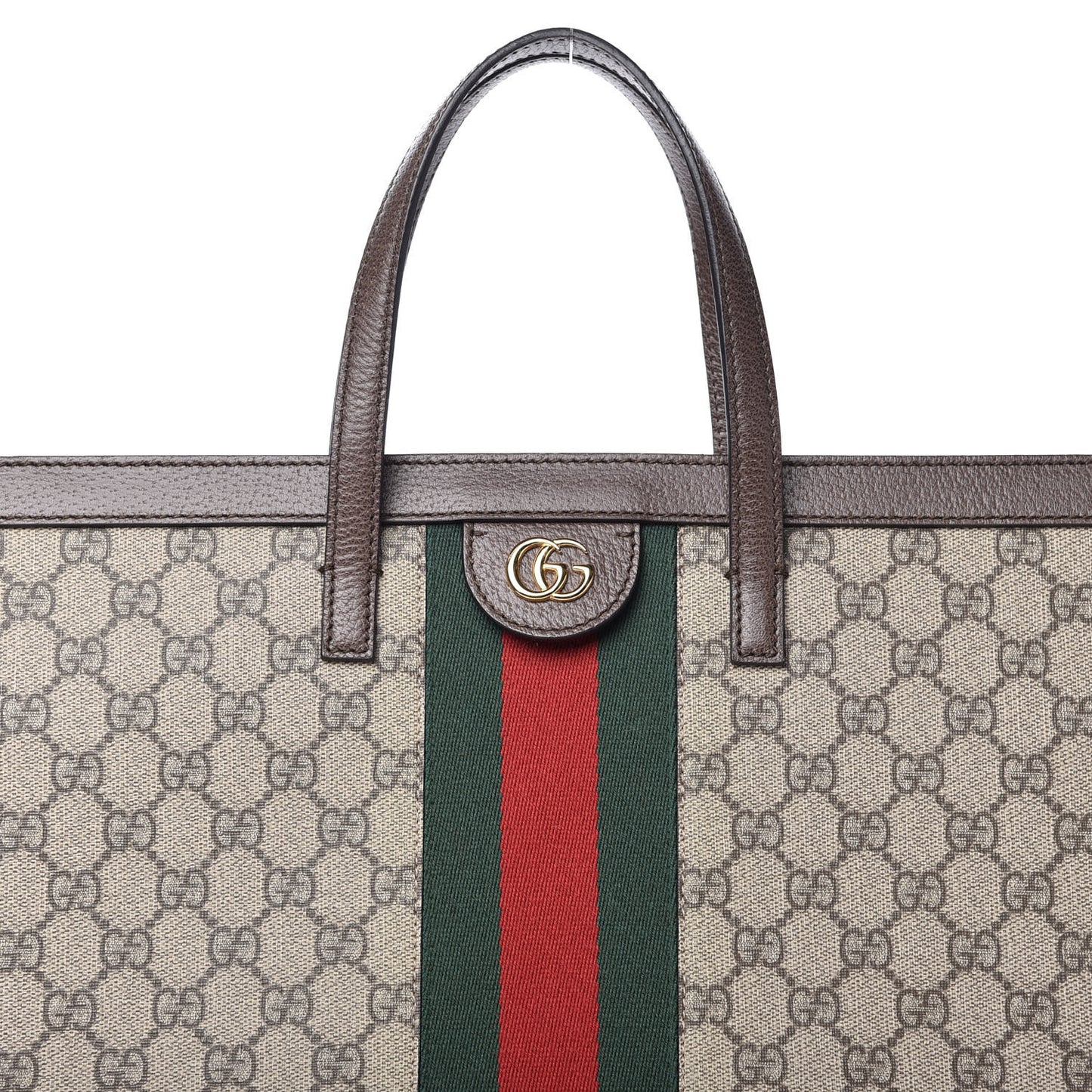 GG Supreme Monogram Web Ophidia Vertical Tote Brown