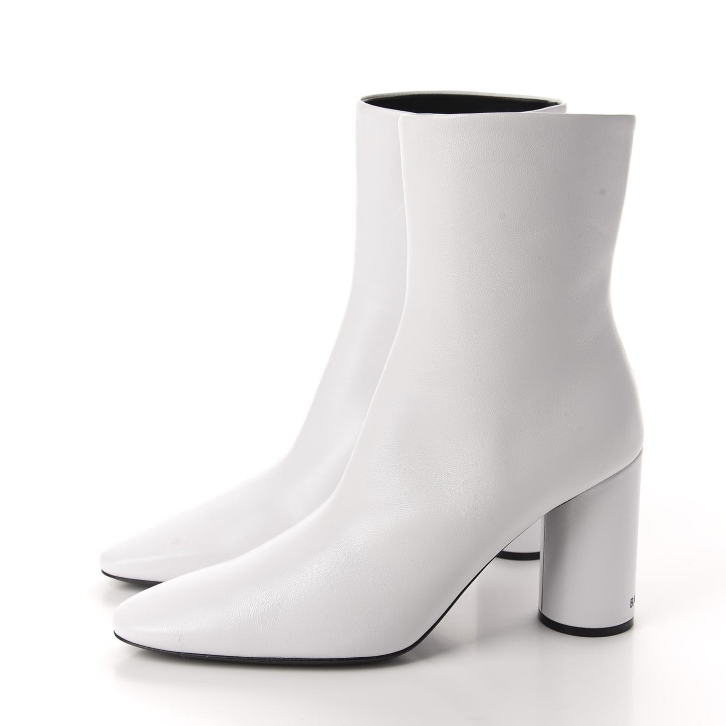 Shiny Sheepskin 20mm Oval Booties 36.5 White Black
