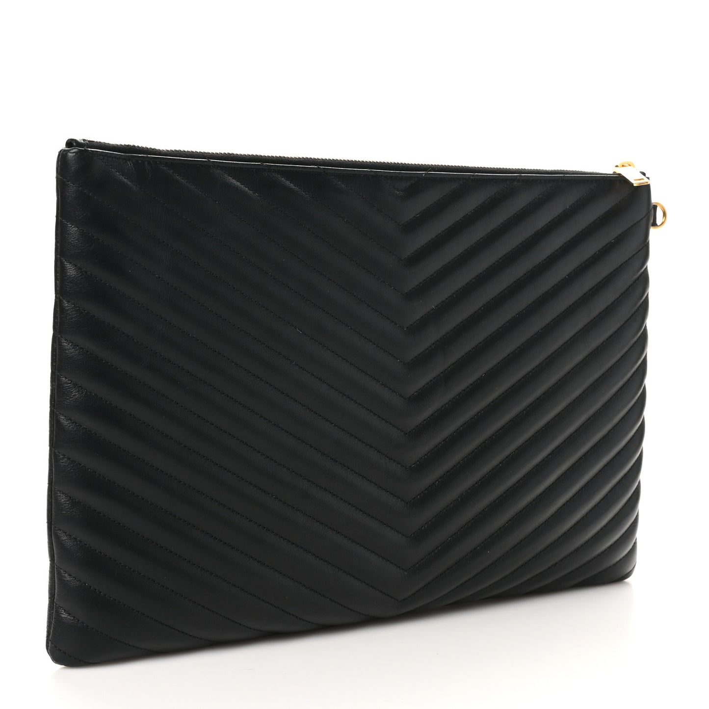 Calfskin Matelasse Chevron Monogram Document Holder Black