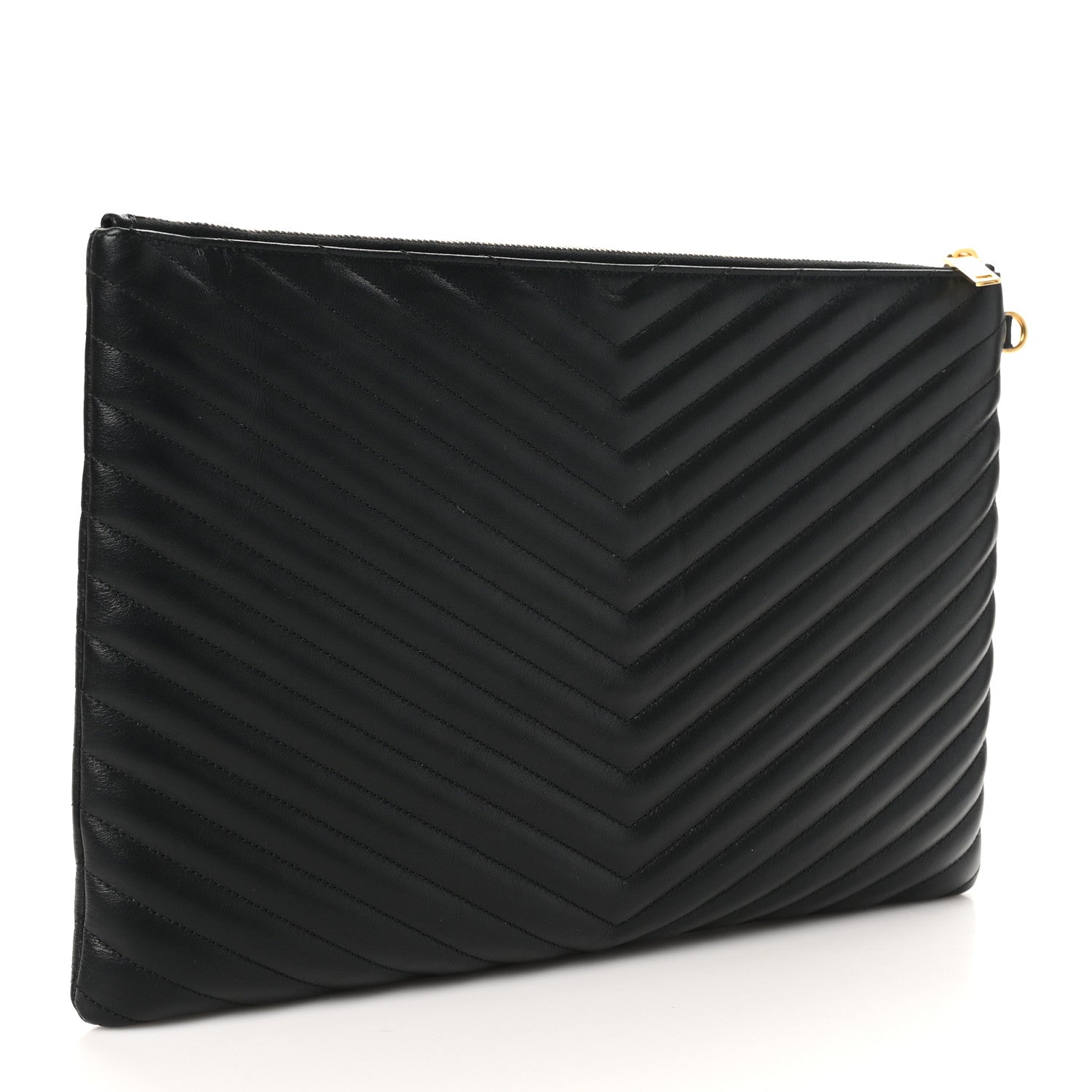 Saint Laurent Calfskin Matelasse Chevron Monogram Document Holder Black 3 of 8