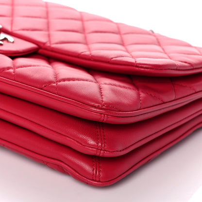 Chanel Lambskin Quilted Jumbo Chanel 3 Flap Dark Pink 8 of 9
