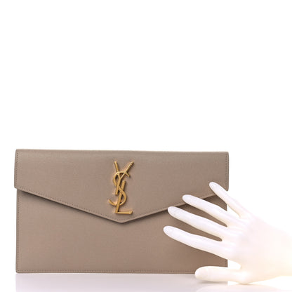 Saint Laurent Grain De Poudre Uptown Pouch Dark Latte 2 of 7