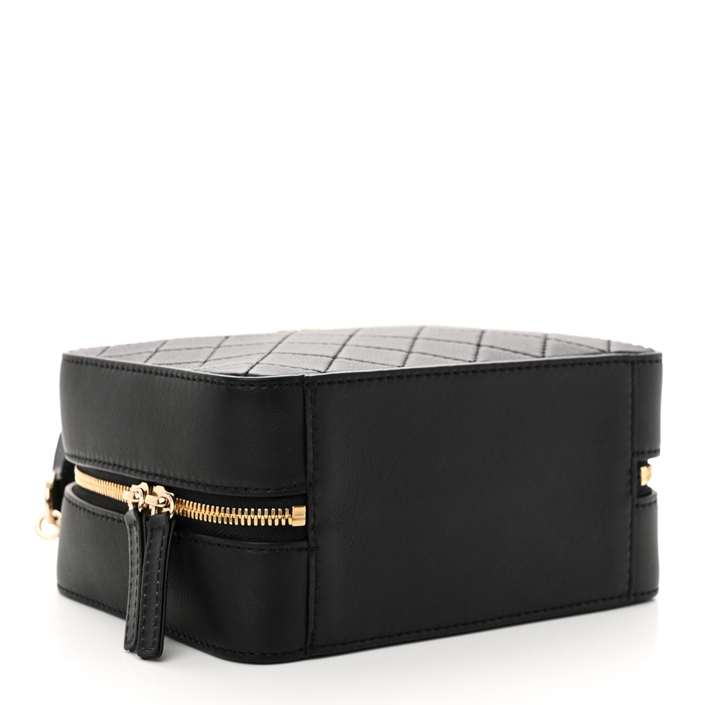 Calfskin Quilted Travel Kit Vanity Case Black