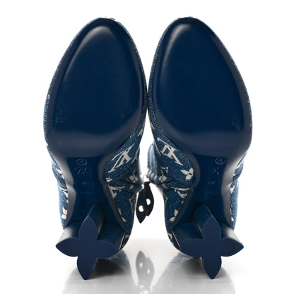 Louis Vuitton Denim Monogram Silhouette Ankle Boots 36 Navy Blue 5 of 10