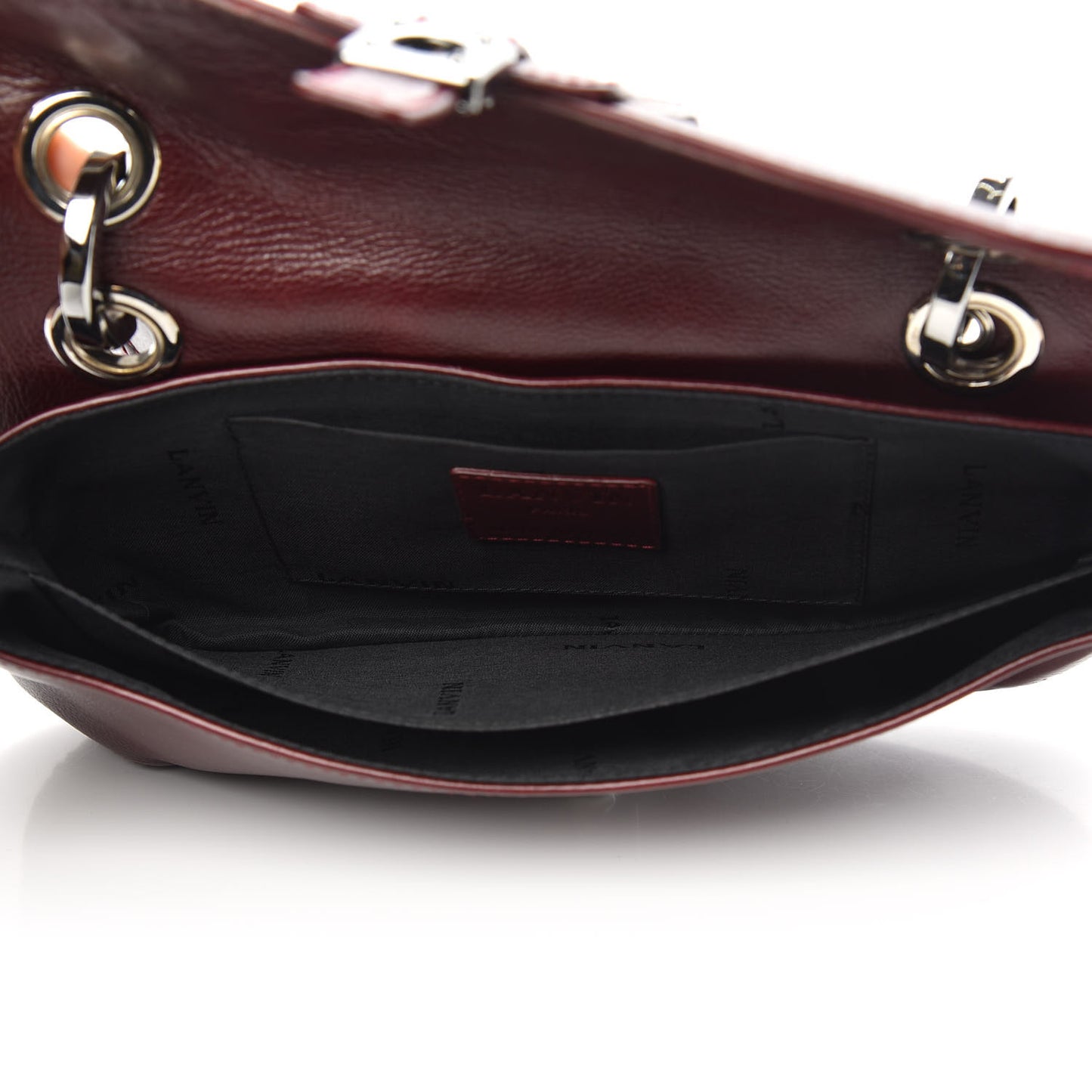 Calfskin Flap Shoulder Bag Burgundy