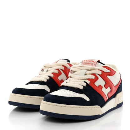 Fendi Calfskin Suede Fendi Match Low Top Sneakers 37 Red Blue 3 of 9