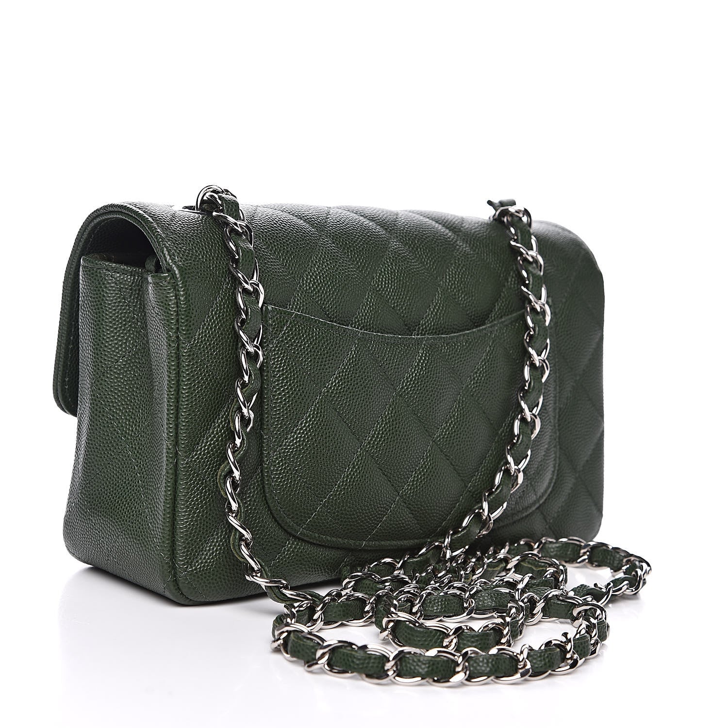 Chanel Caviar Quilted Mini Rectangular Flap Green 3 of 12