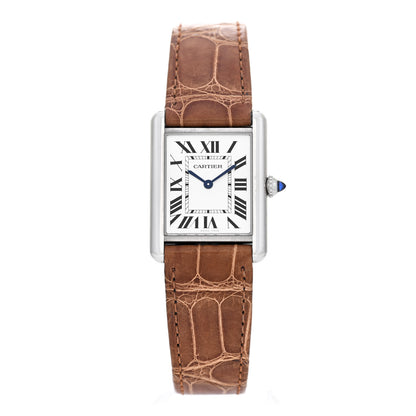 Cartier Stainless Steel Alligator 25mm Must de Cartier Tank Quartz Watch Brown 1 of 5