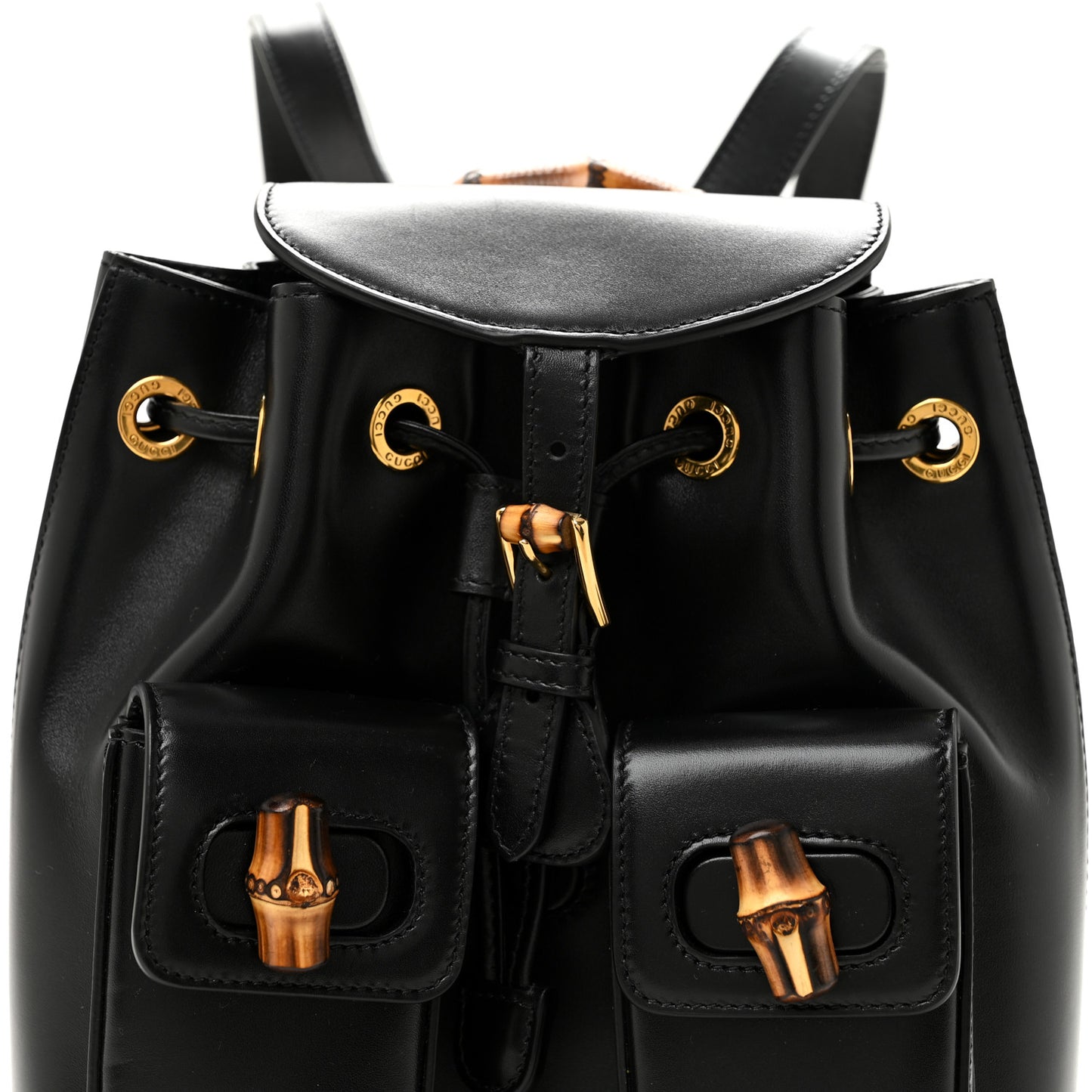 Calfskin Bamboo Backpack Black