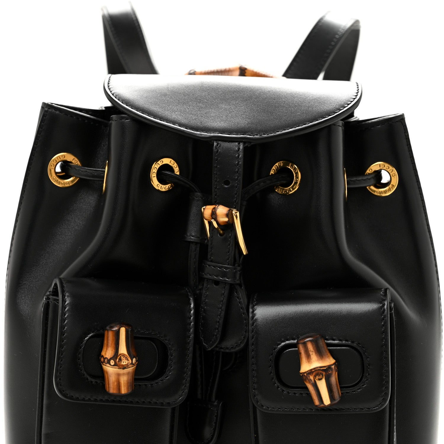Gucci Calfskin Bamboo Backpack Black 8 of 10