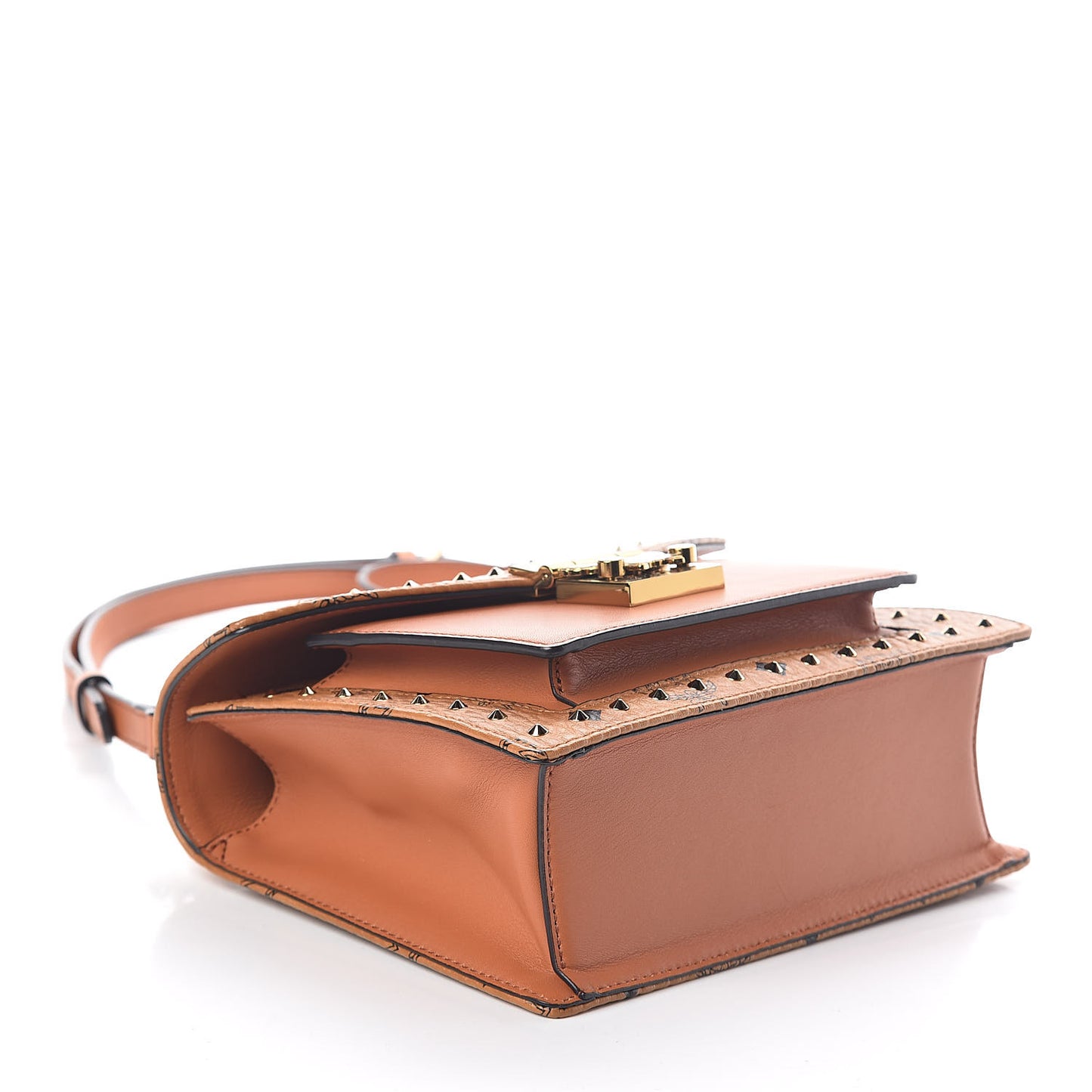 Visetos Studded Small Patricia Satchel Cognac