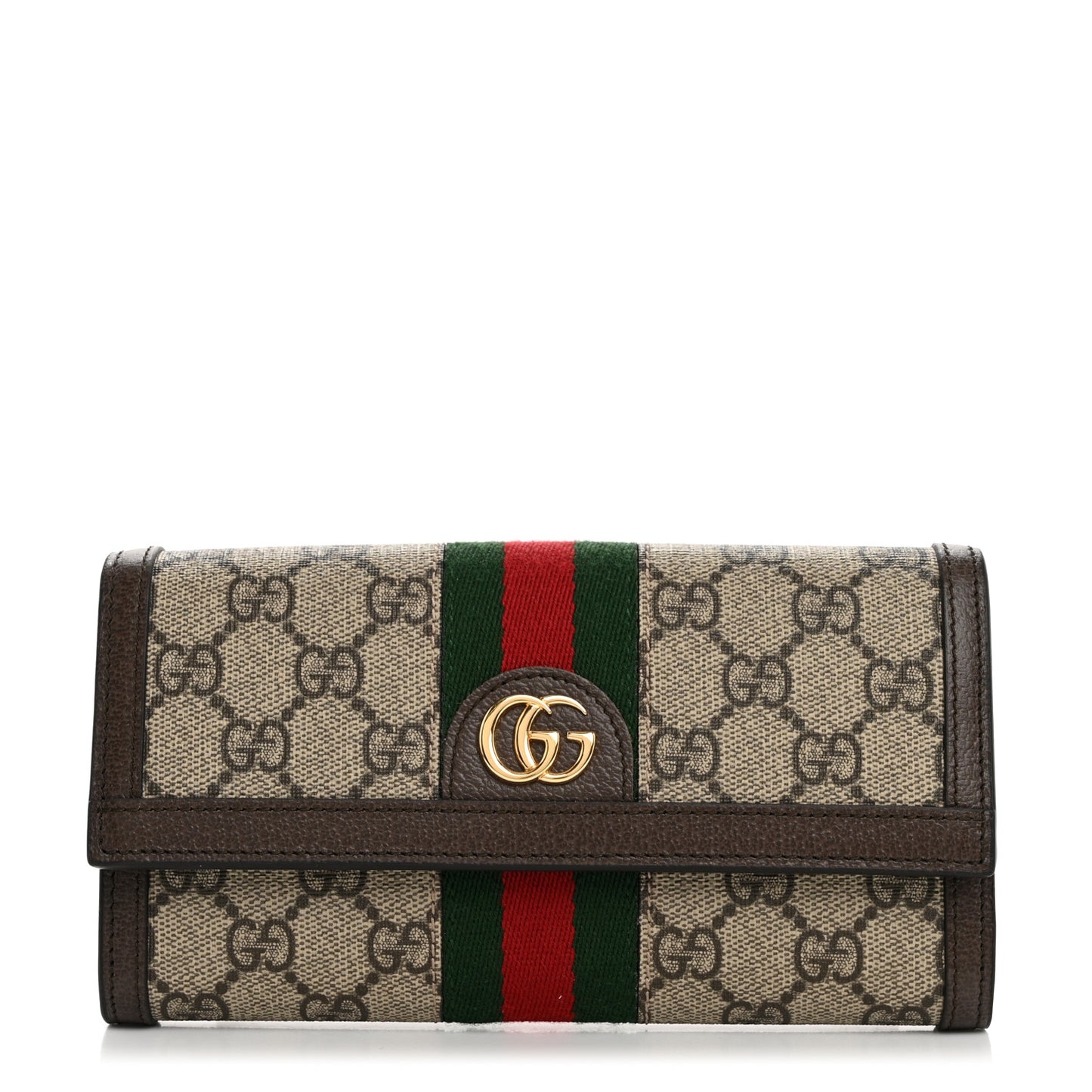 GG Supreme Monogram Web Ophidia Continental Wallet Brown