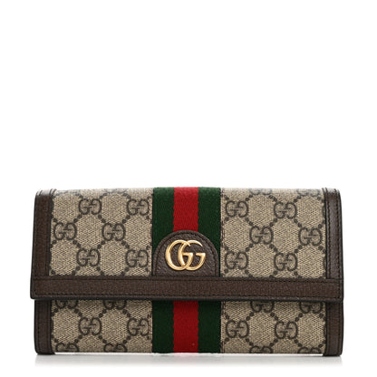 Gucci GG Supreme Monogram Web Ophidia Continental Wallet Brown 1 of 8