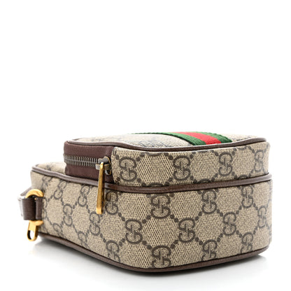 Gucci GG Supreme Monogram Web Mini Ophidia Double Zip Messenger Bag Beige New Acero 4 of 11